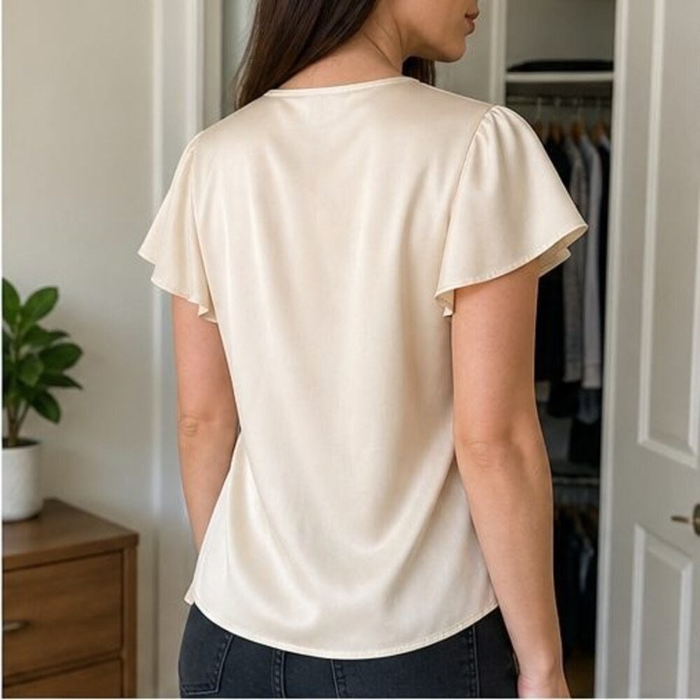 Cream Ruffle Blouse - Picture 3 of 6